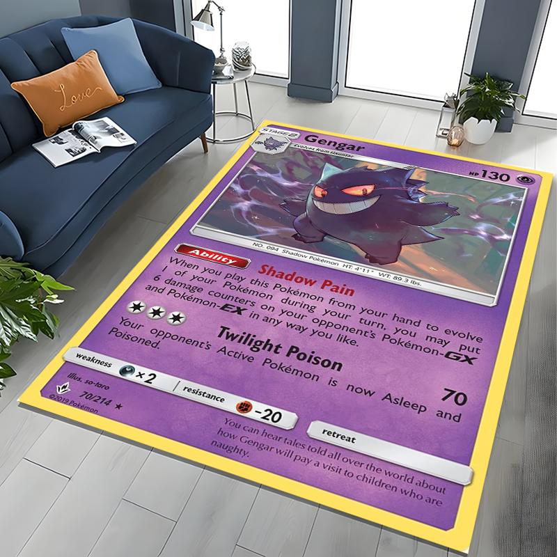 Gengar Pokémon Cards Area Carpet for Living Room Home Decor Sofa Table Kid's Rug Non-slip Chair Lounge Floor Play Mat Potdemiel