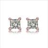 Женские серьги-гвоздики из серебра S925 с 4 когтями, квадратные серьги из циркония для мужчин, свадебные украшения с бриллиантами