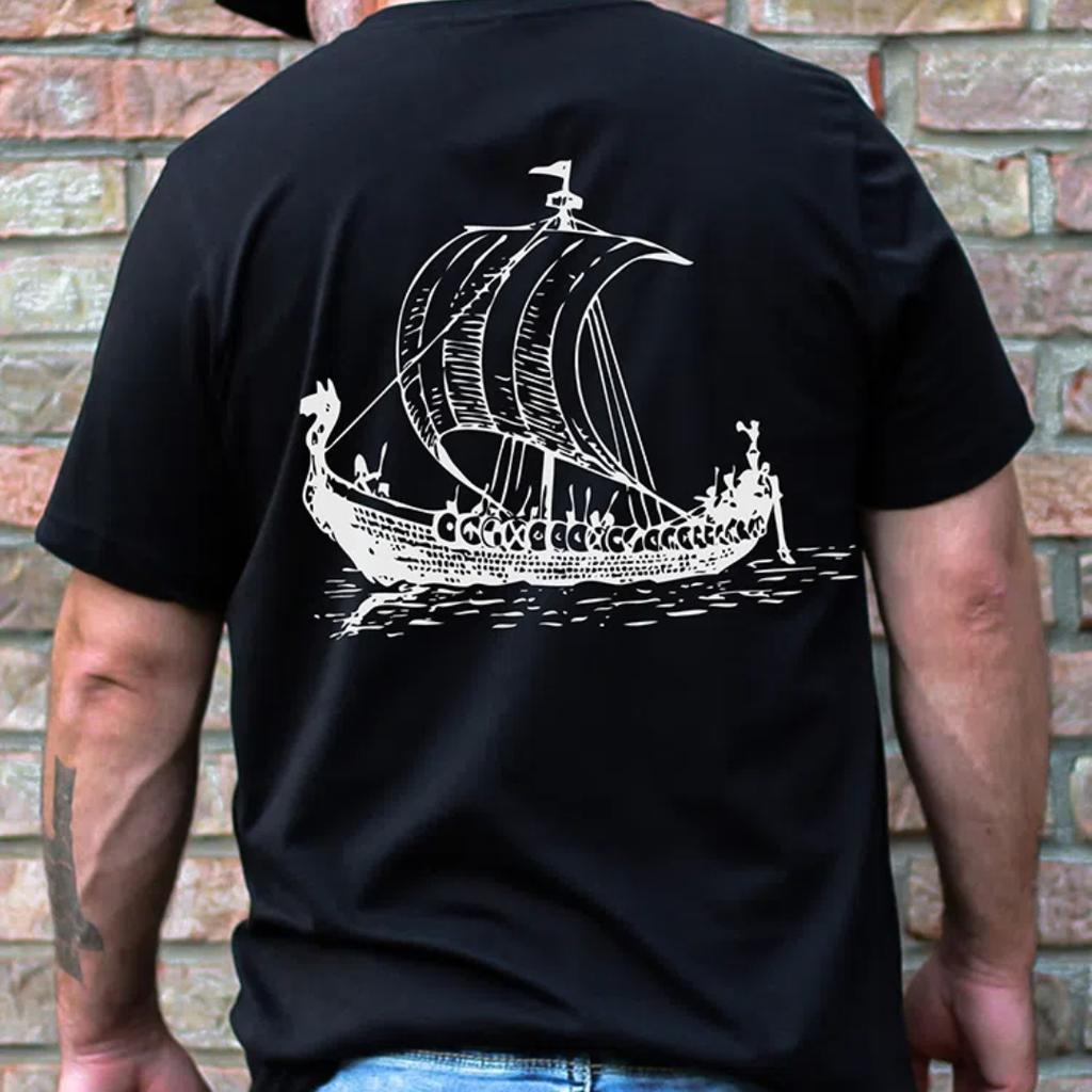 3D Vikings Ship unisex T-Shirt Summer Outdoor Casual Men's unisex T-Shirt Running Sports Men's unisex T-Shirt Daily Street Men's Short-sleeved Top