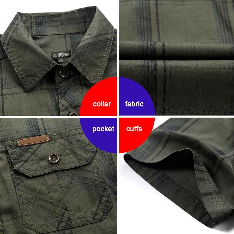 Рубашка с коротким рукавом из дышащего хлопка для активного отдыха, повседневная рубашка-карго для мужчин, летняя свободная клетчатая рубашка для походов и кемпинга
