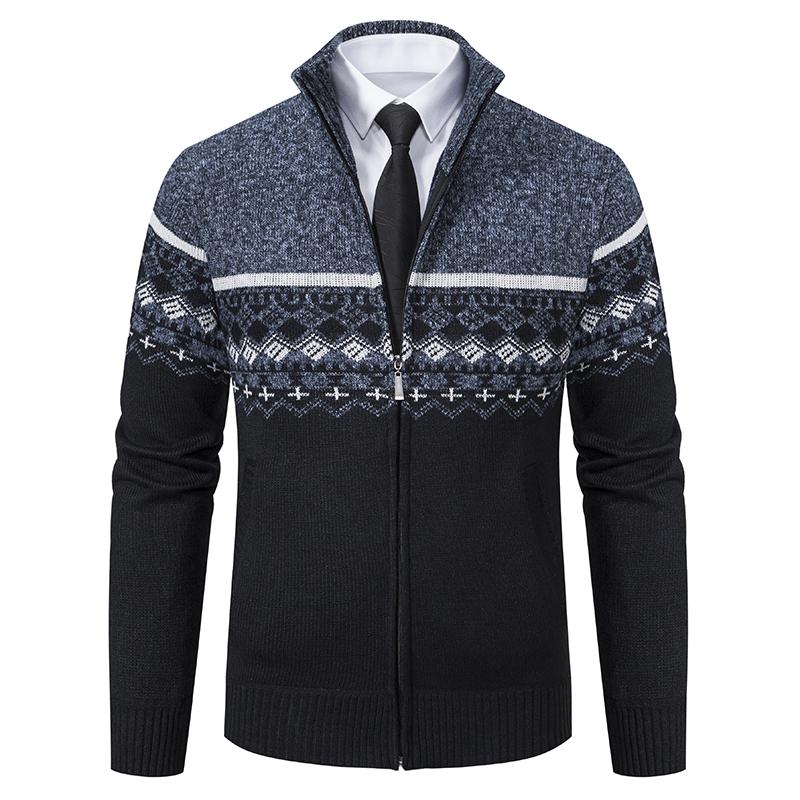 Cozy Up Свитера для мужчин, мужской кардиган на молнии, повседневный вязаный свитер с воротником-стойкой и карманами, куртки для мужчин