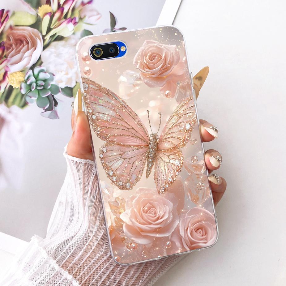 For Oppo A1k Case CPH1923 Luxury Flowers Butterfly Painted Cover Soft Silicone Case For Realme C2 RMX1941 OppoA1k RealmeC2 Shell
