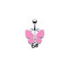 Gatte Pink Butterfly Heart Rhinestone Zircon Rabbit Double Belly Button Ring