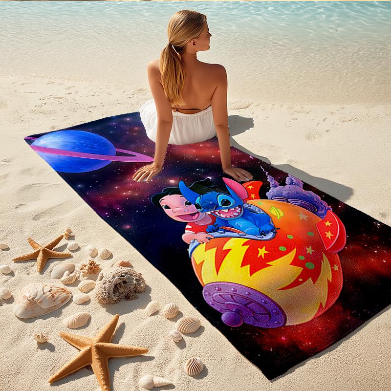 1Pc Space Adventure Stitch Beach Towel, Quick Dry, Multi-Use for Beach Pool Gym Yoga Home Travel, Christmas, Halloween, Xmas Gift M928628