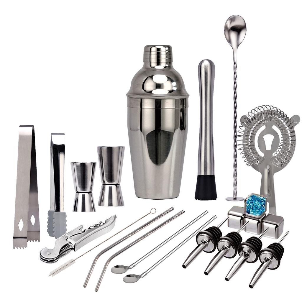 Набор бармена из нержавеющей стали, 22 предмета, шейкер для коктейлей, дозатор, мерный стакан, инструмент для бармена
