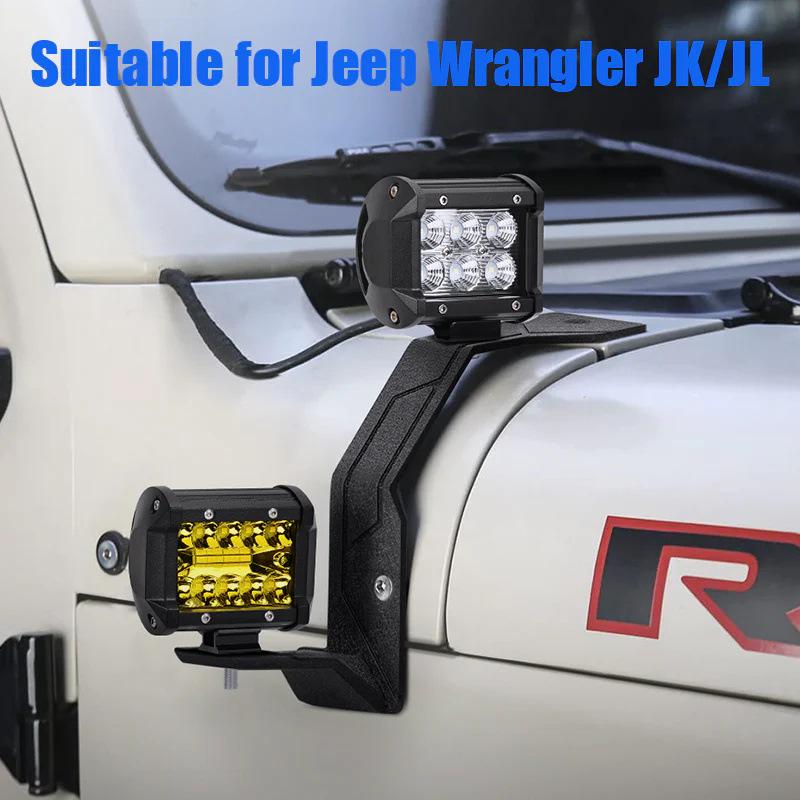 Dual Color Auxiliary Flood Lights with Bracket for 2018+ Wrangler JL JLU - White/Yellow