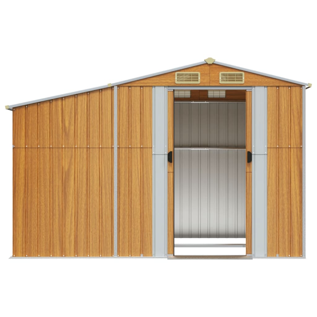 Garden Shed Light Brown 277 x 192.5 x 179 cm Galvanized Steel