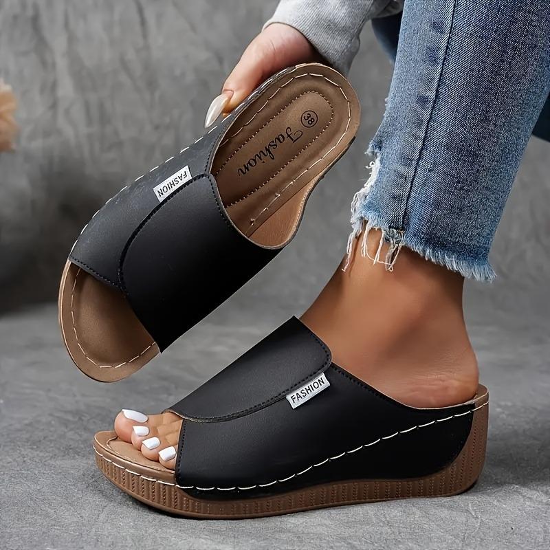 Ladies' Plus Size Fashionable Slippers, Breathable Outdoor Slippers - Fashionable, Multifunctional, Soft Bottom, Simple Fish Mouth Slippers