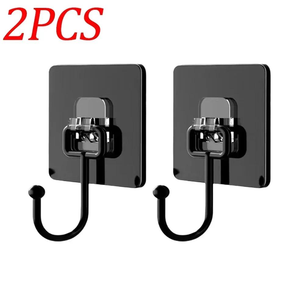 1/2/5 Pcs Self Adhesive Hooks Rotating Waterproof Strong Hook Holder Wall Door Storage Hanging Hooks Kitchen Bathroom Organizer