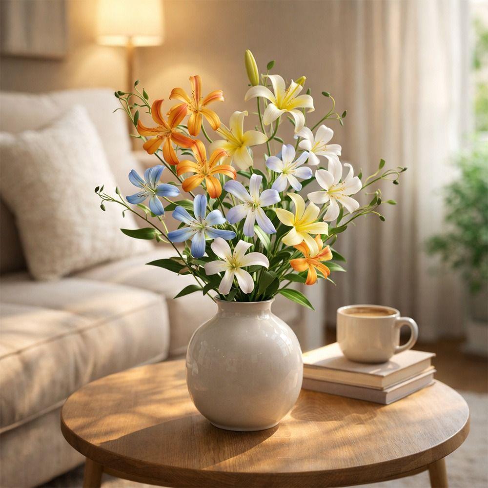4 Heads Artificial Lilis DIY Flower Flower Bouquet Fashion Wedding Bouquet Home Decoration