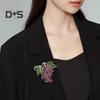 Stunning Brooch Pin Shiny Rhinestones Inlaid Grape Shape Pin Collar Coat Badge Dresses Party Evening Attire