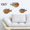Ocean Style Decor 3 Pcs Wood Fish Nautical Beach Wall Decor, Rustic Hanging Acrylic Art Coastal Sculpture for Lake House, Room, Bathroom, Bedroom New