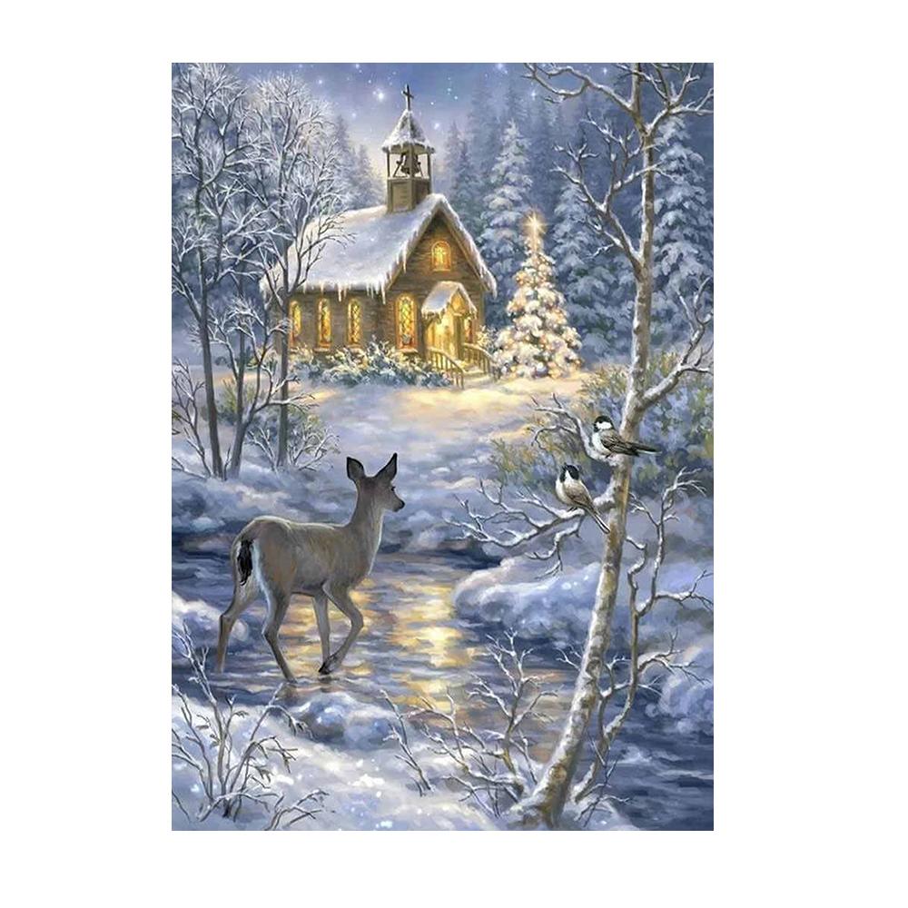 Новый продукт 5D Diy Алмазная картина Рождественский пейзаж Полный горный хрусталь Вышивка Санта-Клаус Мозаика Украшение дома