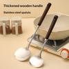 Stainless Steel Cooking Utensil Ergonomic Non-slip Wooden Handle Food Safe Cookware for Home Kitchen Student Dorm Use