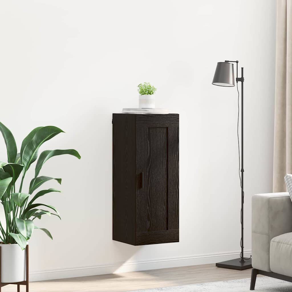 Wall Mounted Cabinet Black Oak Effect 34.5 x 34 x 90 cm