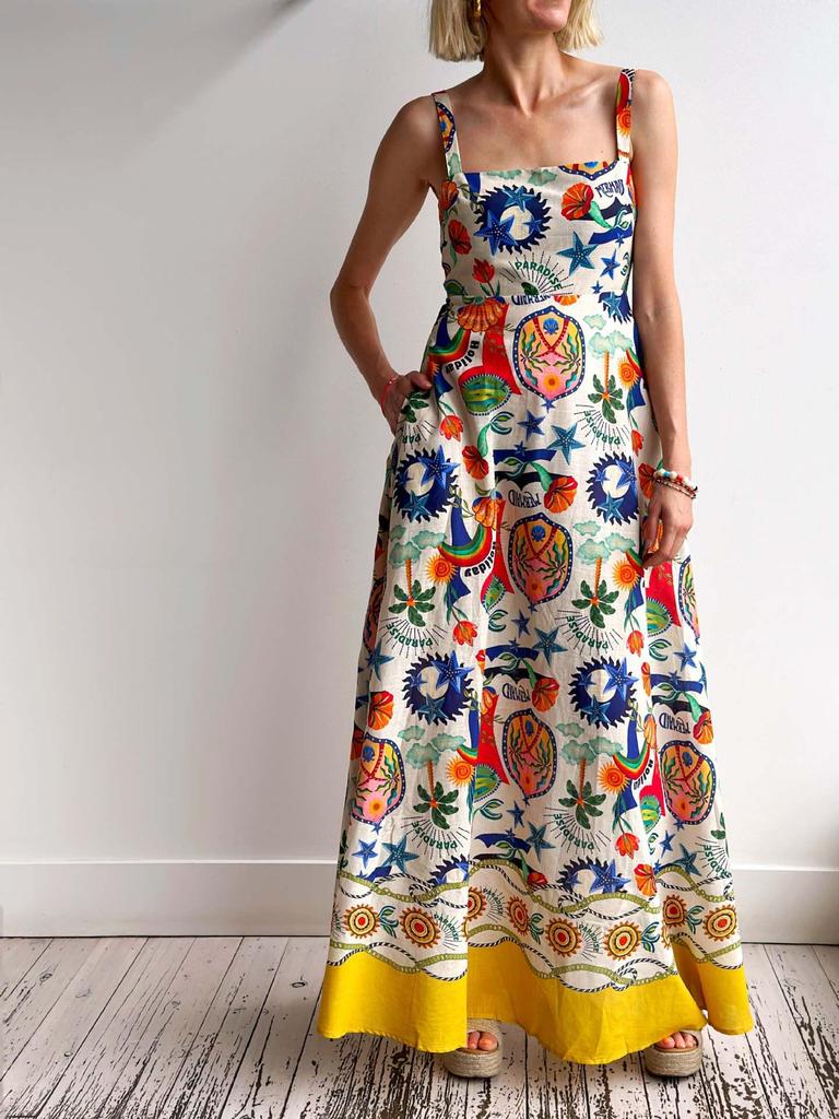 Весеннее платье-свинг с принтом граффити 2025 - Европейский и американский стиль