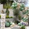 Retro Green Beige Latex Balloons Garland Arch Kit Baby Shower Boy Birthday Party Decorations Ballons Christening Decor Backdrop