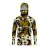Mens Ice Silk Long Sleeve Fishing Shirt With Integrated Camo Face Cover Hood UPF50 Sun Protection Lightweight Quick Dry
