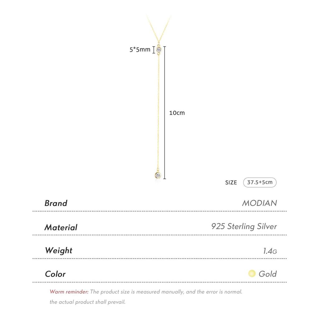 MODIAN Ожерелье с подвеской из стерлингового серебра 925 пробы Y-образной формы, блестящее прозрачное ожерелье с длинной цепочкой из циркона для женщин, обручальные свадебные украшения
