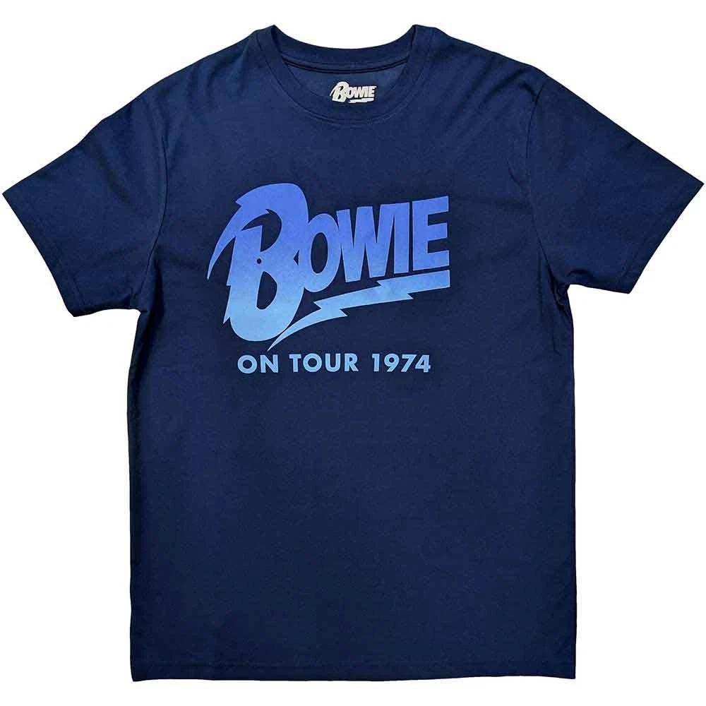 David Bowie T Shirt On Tour 1974 new Official Unisex Denim Blue
