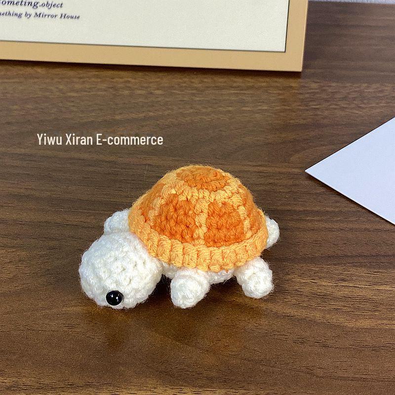 Милый брелок для ключей в виде черепахи, связанный крючком - мини-сумка из шерсти с рисунком