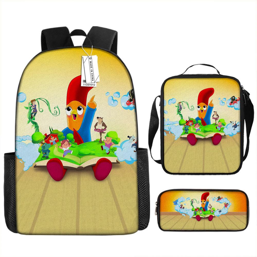Interrupting Anime Backpack Set for School Students - 3-Piece Bundle with Shoulder Bag & Pencil Case, Waterproof, Durable, Lightweight, Large Capacity