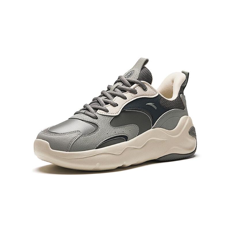 Anta Кроссовки Gravity Thick Sole Shock Absorbing, износостойкие, увеличивающие рост, низкие, для папы, мужские, серые, белые, 112418813-6