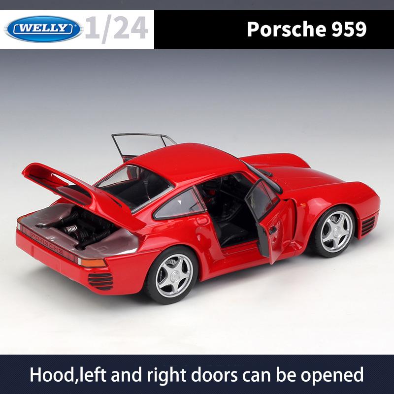 Масштаб 1/24 WELLY Porsche 959, модель автомобиля из сплава, литье под давлением, металлические игрушечные автомобили, модель автомобиля, коллекция высокой имитации, детские подарки