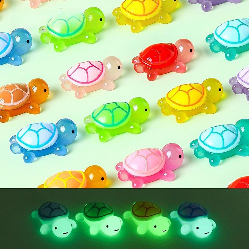 6/10Pcs Mini Luminous Turtle Home Decor Landscaping Resin Crafts Glowing Turtle Garden Fish Tank Miniatures Ornaments Decoration