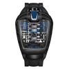 Mens Fashion Quartz Watch With Engine Decor Design 46mm Round Alloy Case Silicone Strap Mineral Glass