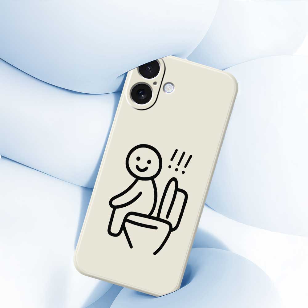 For iPhone 17 Case Stickman Toilet Pattern Printing Straight Edge TPU Phone Back Cover