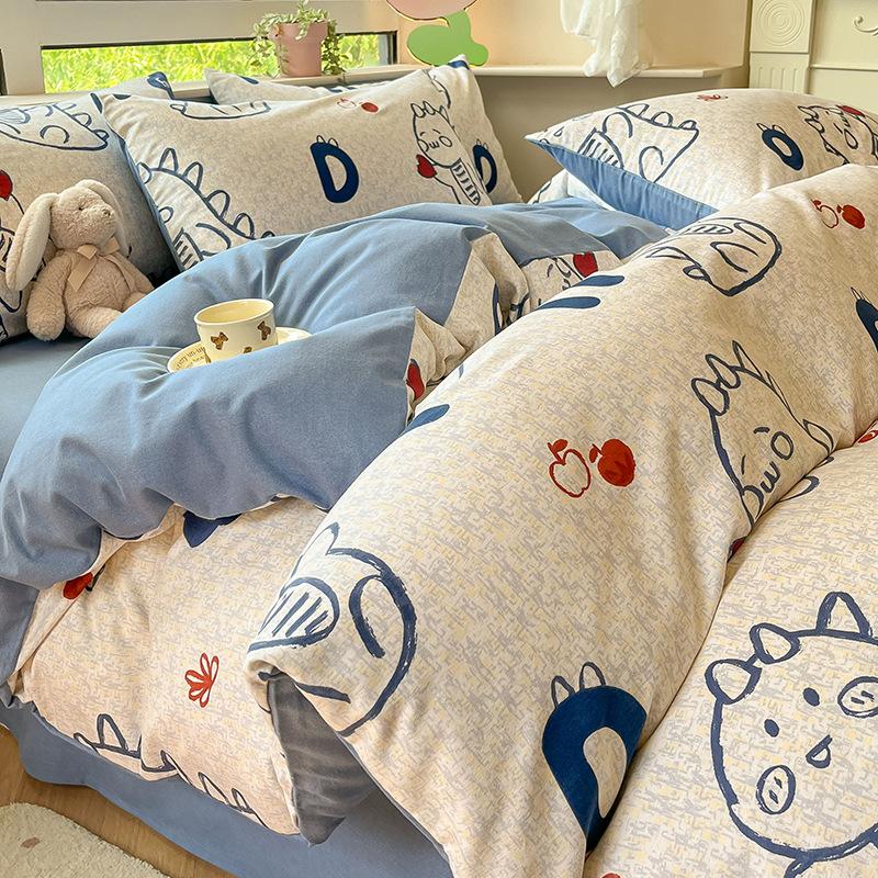 Утолщенный комплект из четырех предметов, пододеяльник, простыня, комплект из трех предметов для односпальной кровати в общежитии