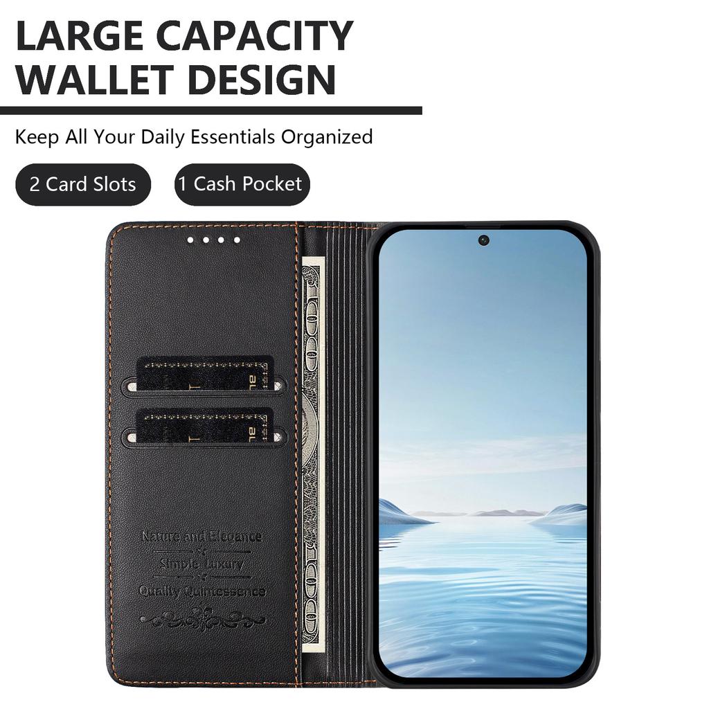 For iPhone 16 Pro Max Case RFID Blocking Wallet Stand Imprinted Cat Pattern Leather Phone Cover