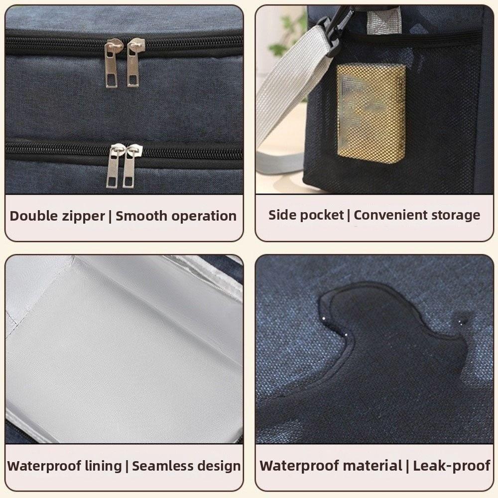 Large Capacity Insulated Lunch Bag with Shoulder Strap Thermal Lunch Pouch Travel Picnic