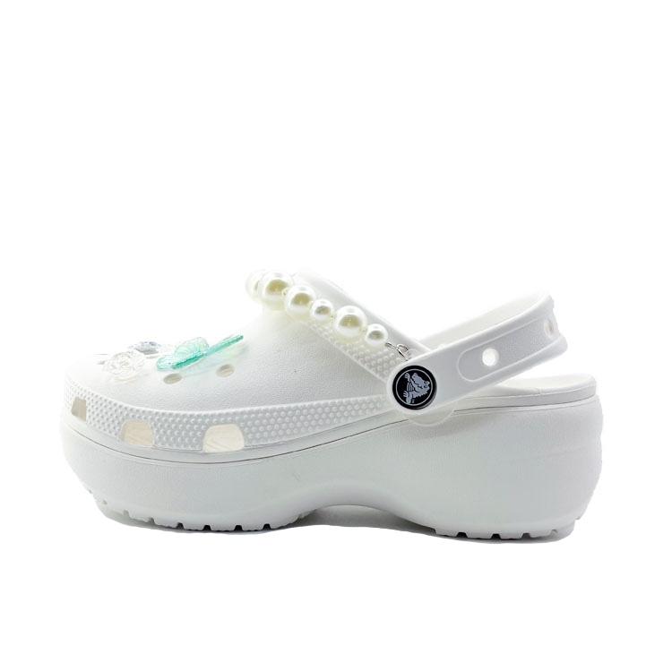 Crocs Classic Platform Clog Delos Butterfly Wings Beach Travel Versatile Fashion Trend EVA Hole Shoes Unisex Green