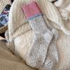 Осень Зима Толстые Теплые Милые Женские Носки Хлопок Корейская Шерсть Полоска Дизайнерские Носки Средней Длины Каваий Повседневные Харадзюку Женские Носки