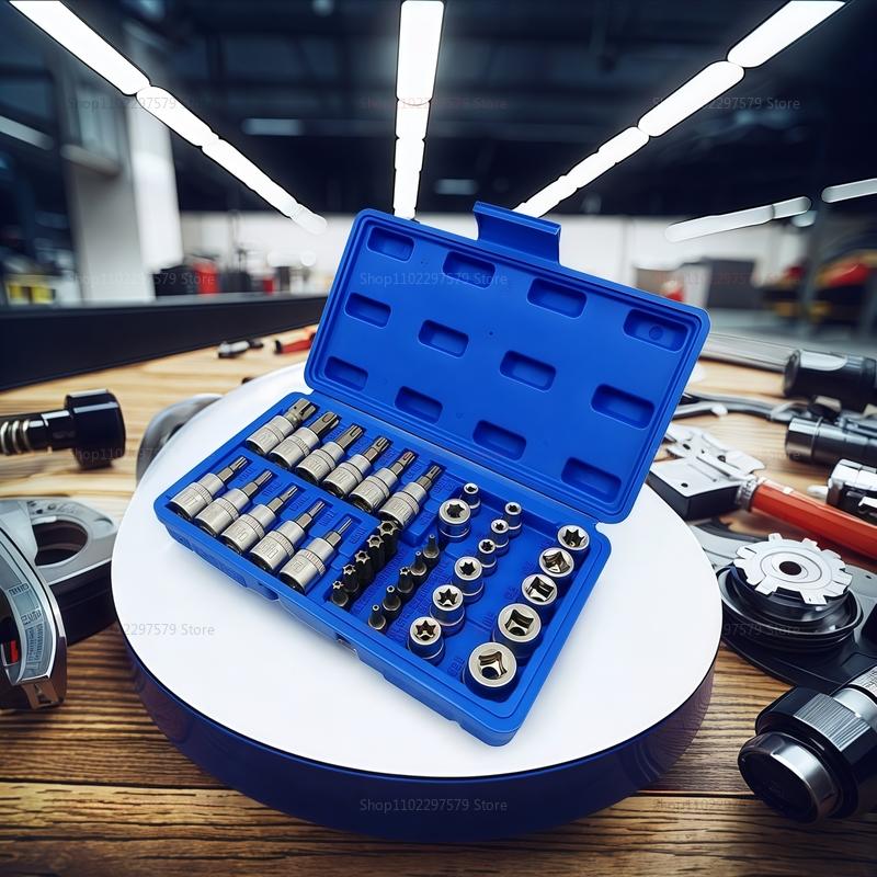 Набор торцевых головок и бит Torx Star 34 шт. E-Security Bits Привод Ручные инструменты для ремонта автомобилей, домашнего DIY и профессионального использования