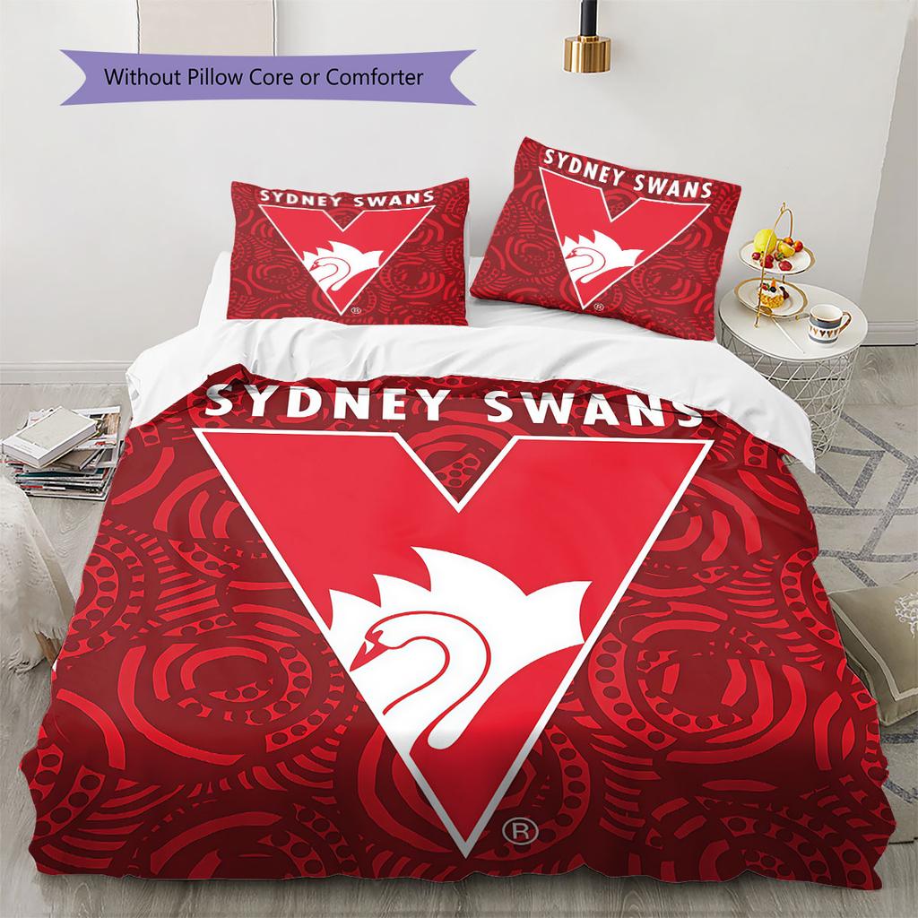 Sydney Swans Charge Bedding Quilt Set Quilt Cover Pillowcase Home Decoration Birthday Gift (1 * duvet cover + 2 * pillowcase, without core)
