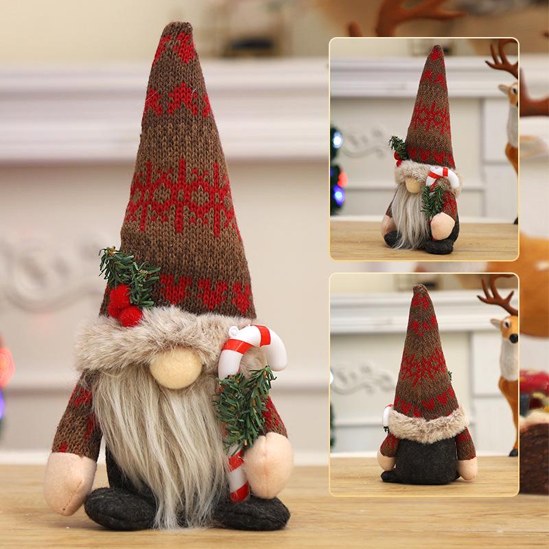 Новая Рождественская вязаная шапка с веткой сосны и украшением Рудольф - Праздничный подарок для вечеринки, игрушка