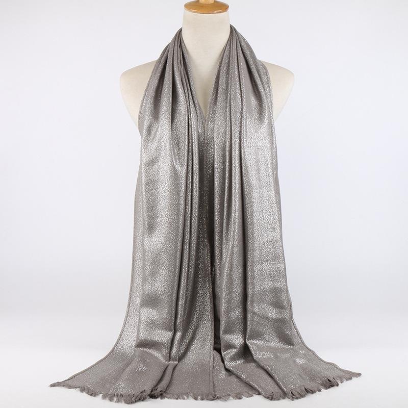 Блестящий люрекс хлопок золото хиджаб шарф женский серебряный кисточки шали мусульманские шарфы головной платок однотонные обертывания повязка на голову пашмина столы