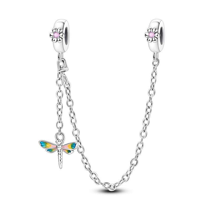 Original Delicate Blue Colored Dragonfly Pendant Copper Bead Fit Bracelet Women Gift Diy Accessory Party Jewelry