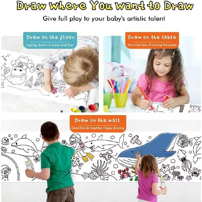 30*89 см детские граффити свитки очень длинные детский сад детские цветные рулоны инструмент для рисования бумажные развивающие игрушки