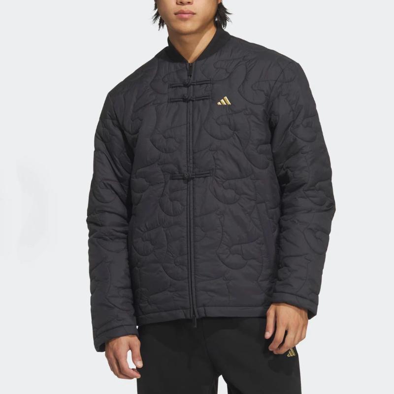 Adidas Серия CNY FW25 Современная стеганая куртка Новогодний стиль Вдохновленная Китаем Водонепроницаемая Теплая Мягкая Спортивная Повседневная Куртка с Длинным Рукавом Хлопковая KS0408