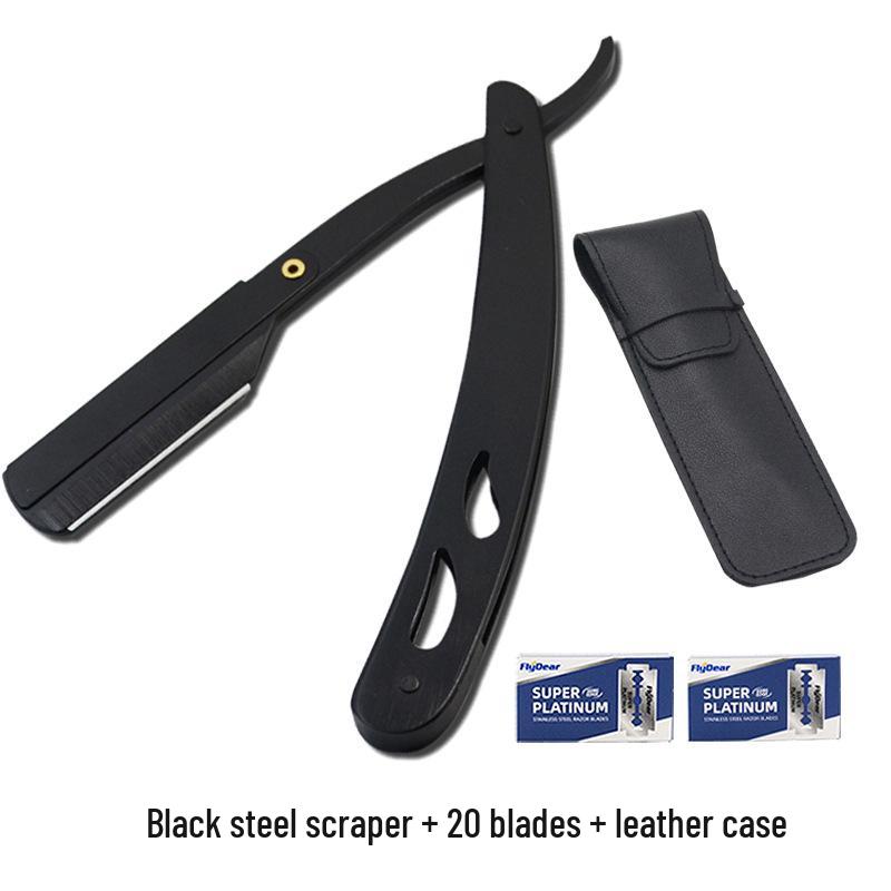 Old-Fashioned Beard Razor Set with Stand - Manual Shaving Blade for Barbershop or Home Use