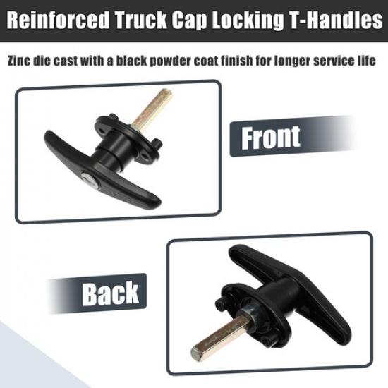 Universal Pickup Truck Camper Cap Locking T-Handles Black with 2 Keys Pack of 1 | 3 Months