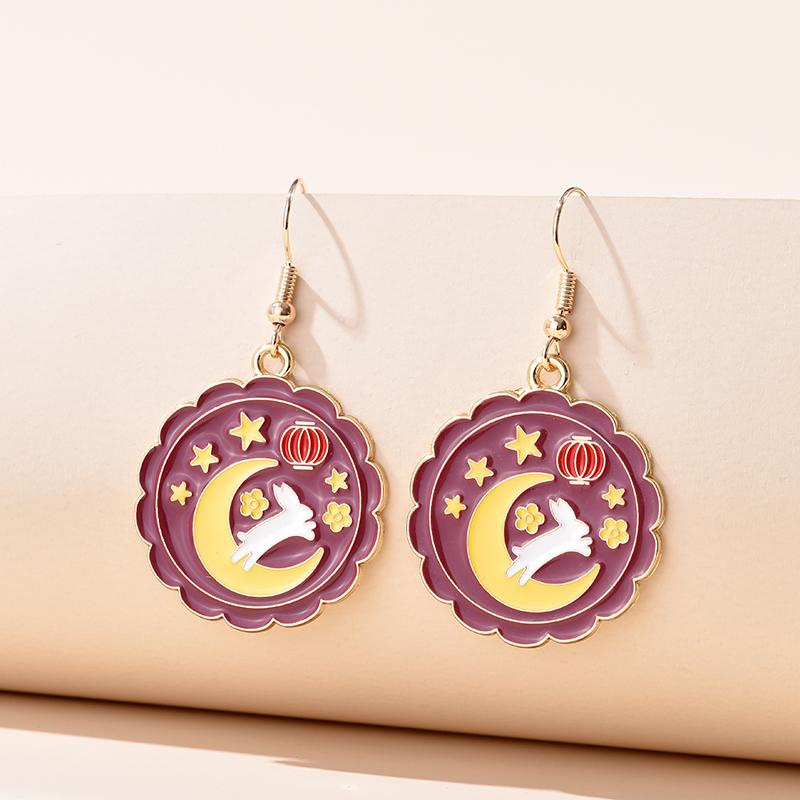 Vintage Cute Cartoon Animal Kitten Rabbit Panda Deer Earrings For Women Girls Jewelry Sweet Moon Cat Squirrel Enamel Earrings