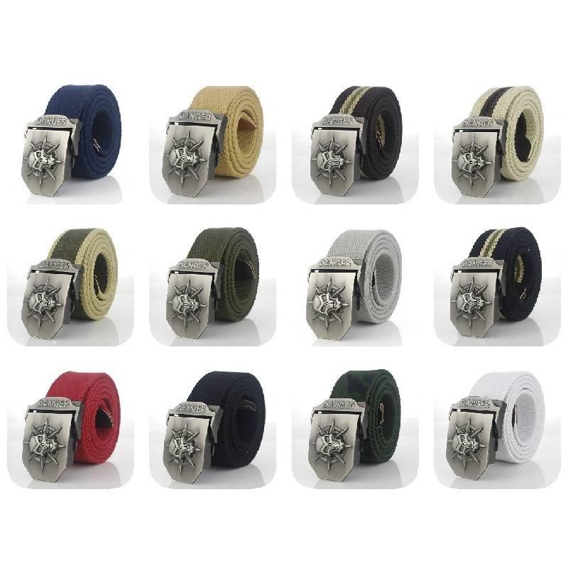 Premium Canvas Belt With Skull Buckle For Men And Women Adjustable 120cm