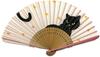 Cat Pattern Folding Fan for Folding Fan Set with Folding Case and Folding Premium Folding Black Cat Candy Pink [Hana Shiori] Women, Bag, Fan, Design,