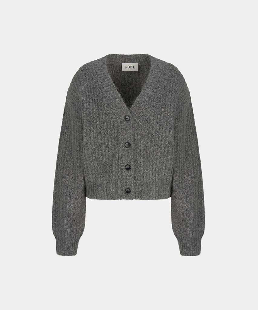 Noice W Fine Wool Knit Cardigan - Light Gray