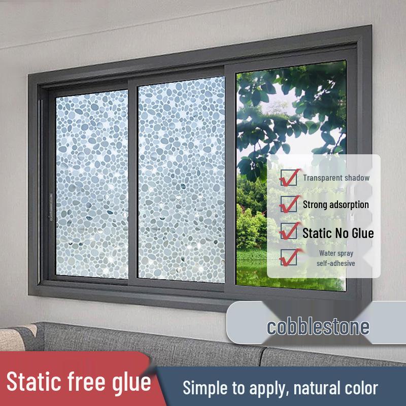 Матовая самоклеящаяся оконная пленка - Конфиденциальность и защита от посторонних взглядов, Бесклеевая наклейка на стекло для гостиной